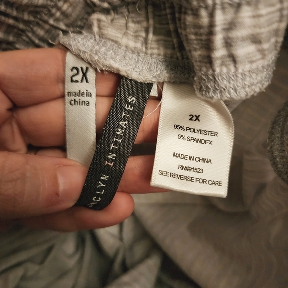 Jaclyn Intimates Lounge Sleep Jogger Pants Pockets Women's 2X Grey White Stripe - Picture 5 of 6